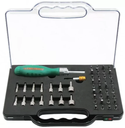 Отвертка трещоточная с набором бит и насадок 52 предмета DR0152S   Jonnesway 48820 купить в Нягани