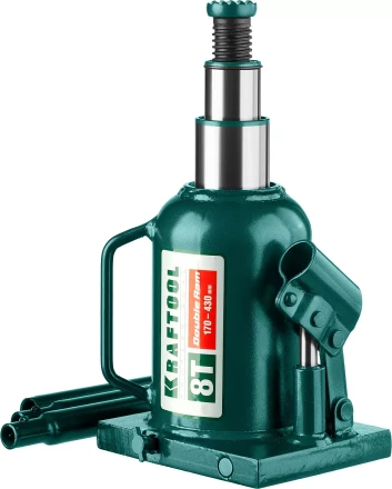 Домкрат гидравлический бутылочный &quot;Double Ram&quot;, сварной, телескопический, 8т, 170-430мм, KRAFTOOL 43463-8 43463-8 купить в Нягани