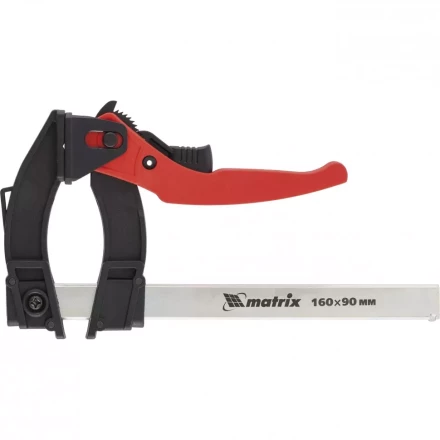 Струбцина реечная быстрозажимная пластиковый корпус рычажно-храповой механизм 160 х 90 х 240 мм штанга 5 х 20 мм Matrix 20735 купить в Нягани