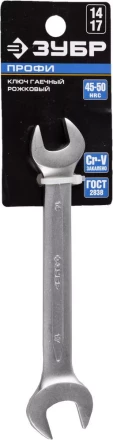Ключ ЗУБР &quot;ПРОФИ&quot; гаечный рожковый, Cr-V сталь, хромированный, 14х17мм 27027-14-17 купить в Нягани