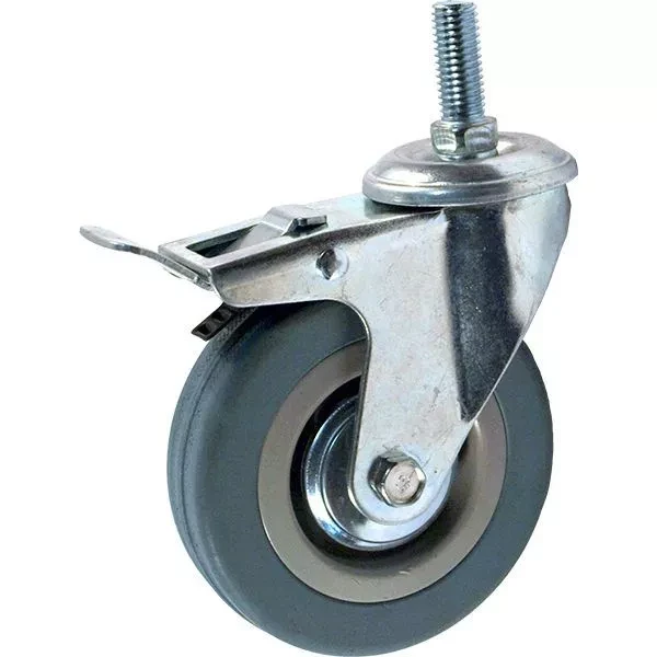 Аппаратное поворотное колесо с тормозом с болтом HITCH 120*26 резина серая SCtgb55 (SZ084831) купить в Нягани