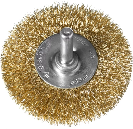 ЗУБР &quot;ПРОФЕССИОНАЛ&quot;. Щетка дисковая для дрели, витая латунированная стальная проволока 0,3мм, 63мм 3520-063_z02 купить в Нягани