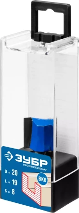 ЗУБР 20 x 19 мм, хвостовик 8 мм, фреза пазовая прямая, Профессионал (28753-20-19) купить в Нягани
