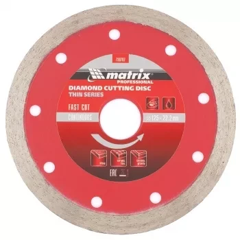 Диск алмазный отрезной сплошной ф125х22,2мм тонкий мокрое резание MATRIX Professional 730787 купить в Нягани