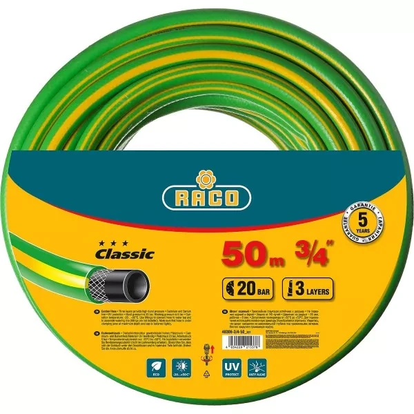 Шланг RACO CLASSIC поливочный, 20атм., армированный, 3-х слойный, 3/4"х50м 40306-3/4-50_z01 купить в Нягани