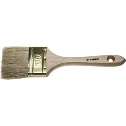 Кисть плоская  ЗУБР &quot;УНИВЕРСАЛ-ЭКСПЕРТ&quot;, натуральная щетина, деревянная ручка, 75мм 4-01005-075 купить в Нягани