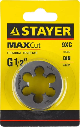 Плашка круглая ручная STAYER &quot;MASTER&quot;, сталь 9ХС, для трубной резьбы G 1/2`` 28029-1/2 купить в Нягани