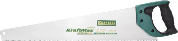 Ножовка "KraftMax" UNIVERSAL, универсальный точный рез, универсальный мелкий закаленный зуб, 9/10 TPI, 550мм, KRAFTOOL 15223-55 купить в Нягани