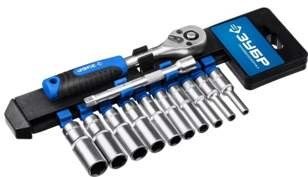 ЗУБР ТМ-12У, 12 предм., (1/4), набор торцовых головок, Профессионал (27651-H12) купить в Нягани