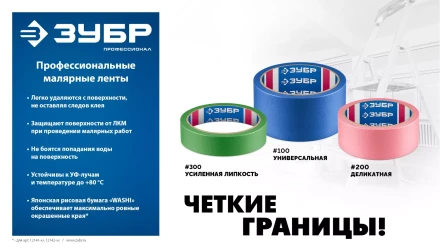 ЗУБР №200 24 мм х 25 м, для деликатных и недавно окрашенных поверхностей, малярная лента, Профессионал (12142-24) купить в Нягани