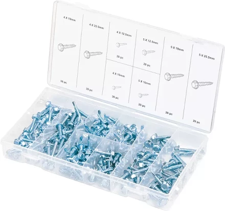 Набор саморезов 4х12,5 4х16 4х19 4х25,5 5х12,5 5х16 5х19 5х25,5 мм 200 предм ШУРУПЬ 48129 купить в Нягани