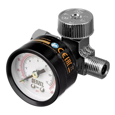 Регулятор давления с манометром для краскораспылителя Denzel K1500, 12 бар, 1/4&quot;, 57001 купить в Нягани