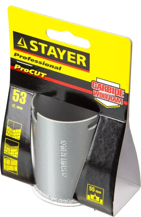 Коронка STAYER "PROFESSIONAL" кольцевая с карбидно-вольфрамовой крошкой, d=53мм 33345-53 купить в Нягани