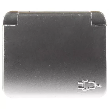 Розетка СВЕТОЗАР &quot;ГАММА&quot; с заземлением, одинарная с крышкой, без вставки и рамки, цвет светло-серый металлик, 16А/~250В SV-54110-SM купить в Нягани