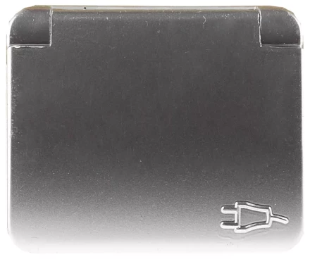 Розетка СВЕТОЗАР &quot;ГАММА&quot; с заземлением, одинарная с крышкой, без вставки и рамки, цвет светло-серый металлик, 16А/~250В SV-54110-SM купить в Нягани