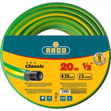 Шланг RACO CLASSIC поливочный, 25атм., армированный, 3-х слойный, 1/2&quot;х20м 40306-1/2-20_z01 купить в Нягани