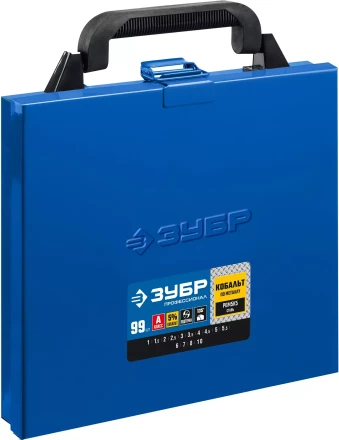 ЗУБР Кобальт, 99 шт, (1-10 мм), сталь Р6М5К5, класс А, мет.бокс, набор сверл по металлу, Профессионал (29626-H99) купить в Нягани