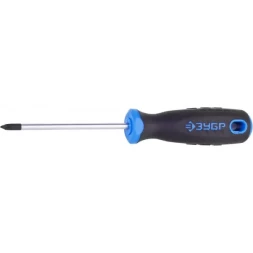 Отвертка ЗУБР "ПРОФИ" хромованадиевая сталь, двухкомпонентная рукоятка, магнит наконечник, PH1x100мм 25232-1-100_z01