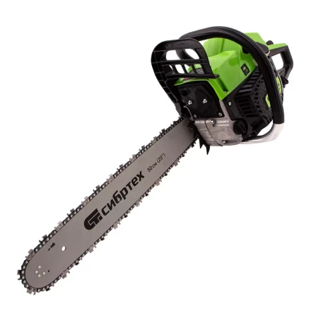 Пила цепная бензиновая БП-5850, 58 см3, шина 50 см, шаг 0.325, паз 1,5 мм, 76 звеньев Сибртех 95210 купить в Нягани