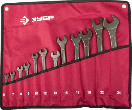 Набор ЗУБР Ключи комбинированные, серия &quot;Т-80&quot;, хромованадиевая сталь, зелёный цинк, 6-24мм, 12шт 27025-H12 купить в Нягани