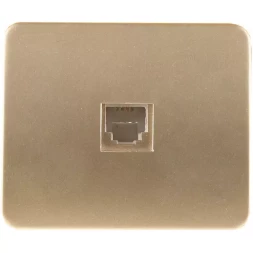 Розетка СВЕТОЗАР "ГАММА" телефонная, одинарная, без вставки и рамки, цвет золотой металлик SV-54117-GM