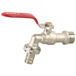 Кран ЗУБР шаровой водоразборный, латунный с никелированным покрытием, 3/4"-1/2" 51216-3/4-1/2