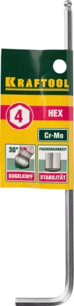 Ключ KRAFTOOL &quot;INDUSTRIE&quot; имбусовый, длинный c шариком, Cr-Mo, хромосатинированное покрытие, HEX 4 27437-4 купить в Нягани