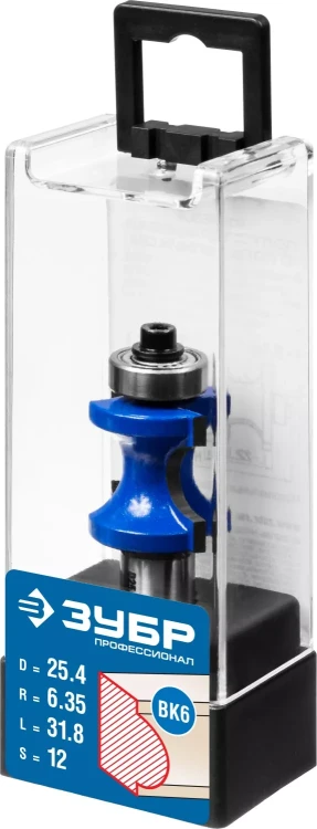 ЗУБР 25.4 x 31.8 мм, радиус 6.3 мм, фреза полустержневая с подшипником, Профессионал (28722-25.4) купить в Нягани