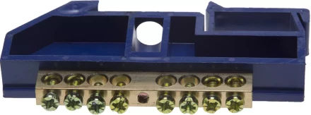 Шина СВЕТОЗАР нулевая на DIN-изоляторе, макс. ток 100А, 5,2мм, 8 полюсов 49807-08 купить в Нягани