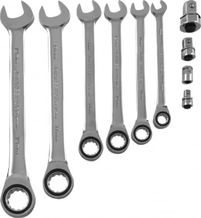 Набор ключей комбинированных трещеточных  8-19мм  адаптеры 10предметов Jonnesway W45110S 48879 купить в Нягани