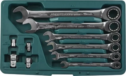 Набор ключей комбинированных трещеточных  8-19мм  адаптеры 10предметов Jonnesway W45110S 48879 купить в Нягани