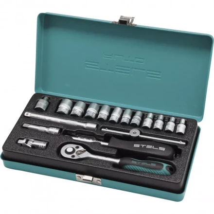 Набор торцевых головок с трещоткой 1/4 18 предметов Stels 13573 купить в Нягани