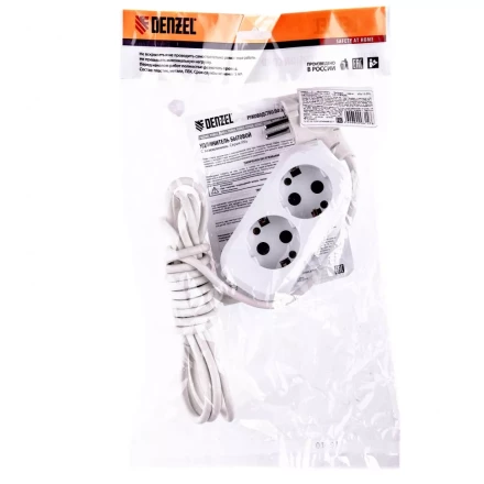 Удлинитель бытовой серия УХз-10-203 с заземлением 3 м 2 розетки 10 А Denzel 95961 купить в Нягани
