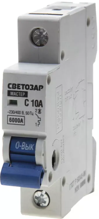 Выключатель автоматический СВЕТОЗАР 1-полюсный, 10 A, "C", откл. сп. 6 кА, 230 / 400 В SV-49061-10-C купить в Нягани
