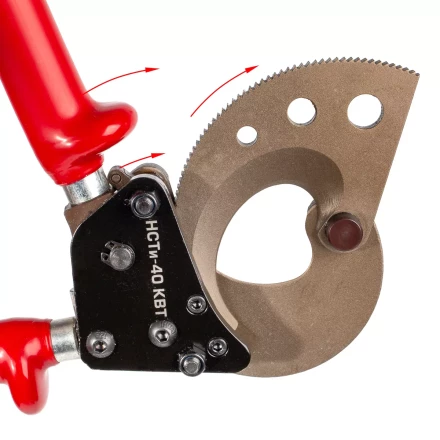 Секторные ножницы диэлектрические КВТ НСТи-40 для резки кабелей до 40 мм, проводов АС со стальным сердечником и прутков из низкоуглеродистой стали (84395) купить в Нягани