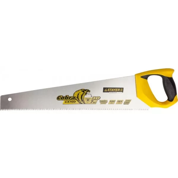 Ножовка STAYER "PROFI" "COBRA" GX700, трехгранный японский зуб, импульсная закалка, 2-х комп ручка, 7 TPI, 500мм 1513-50_z02 купить в Нягани