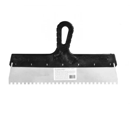 Шпатель  из нержавеющей стали 350 мм зуб 6 х 6 мм пластмассовая ручка 85141 купить в Нягани