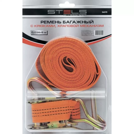Ремень багажный с крюками 0.038х5 м храповый механизм STELS 54370 купить в Нягани