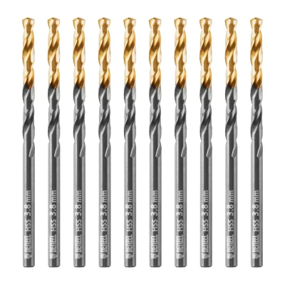 Сверло по металлу, 3,8 мм, HSS-Tin, Golden Tip, 10 шт. Denzel 717208