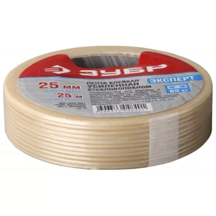 Лента ЗУБР &quot;ЭКСПЕРТ&quot; клеящая однонаправленная, усиленная стекловолокном, 12мм х 25м 12071-12-25 купить в Нягани