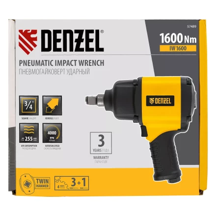 Ударный пневмогайковерт Denzel IW1600 57489, 3/4", 4000 об/мин, 1600 Нм купить в Нягани