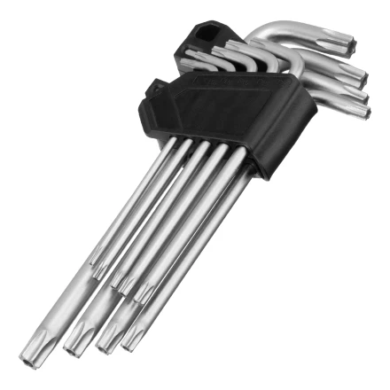 Набор ключей имбусовых Torx-Tempered, TT10-50, CrV, 9 шт., удлиненные Сибртех 123717 купить в Нягани