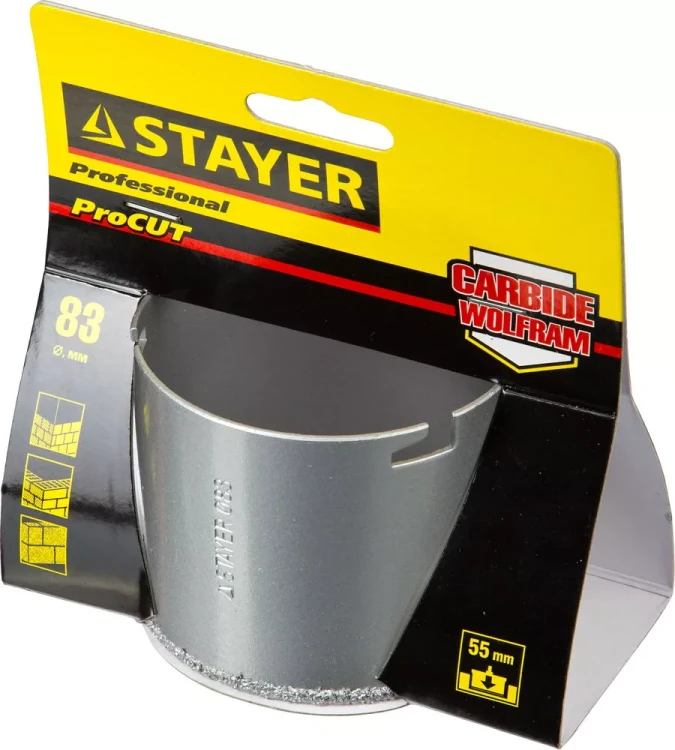 Коронка STAYER "PROFESSIONAL" кольцевая с карбидно-вольфрамовой крошкой, d=83мм 33345-83 купить в Нягани