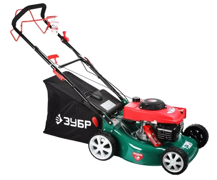 Газонокосилка ЗУБР бензиновая, самоход, 10 ступ. (25-75мм), 60л травосборник, 135см3, 460мм, 3.3кВт ЗГКБ-460СТ купить в Нягани