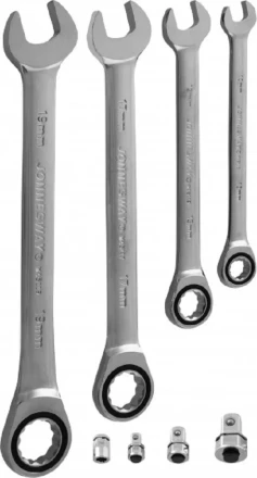 Набор ключей комбинированных трещеточных 10-19мм адаптеры 8предметов Jonnesway W45508S 48880 купить в Нягани