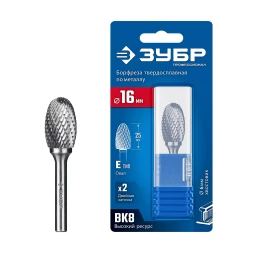Зубр Твердосплавная борфреза E - овал, 16 х 25 мм, радиус 6.5 мм28804-16-25