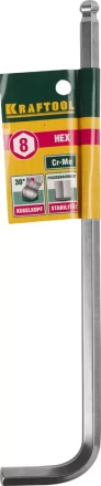Ключ KRAFTOOL &quot;INDUSTRIE&quot; имбусовый, длинный c шариком, Cr-Mo, хромосатинированное покрытие, HEX 8 27437-8 купить в Нягани