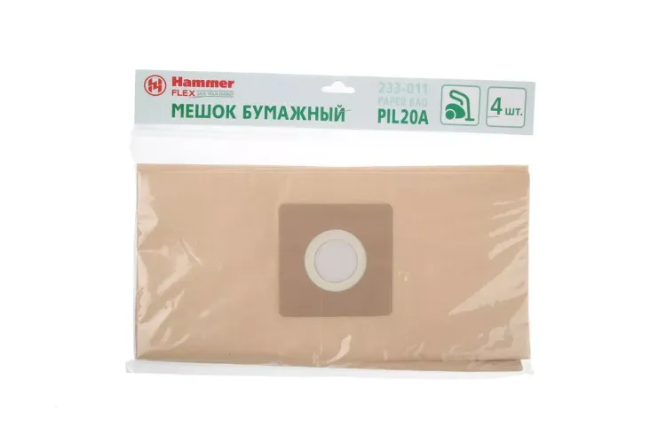 Бумажные мешки HAMMER 233-011 для пылесосов PIL20A (4 шт.) купить в Нягани