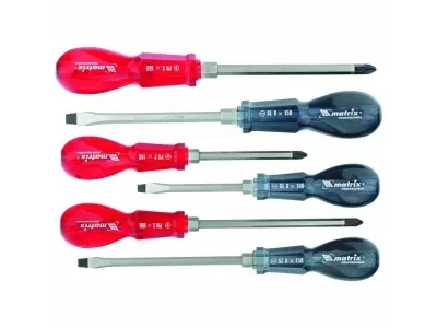 Набор ударных отверток 6штук PH1x75 PH2x100 PH3x150 SL5x75 SL6x100 SL8x150 CrV MATRIX 19113 купить в Нягани