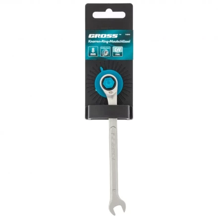 Ключ комбинированный трещоточный 8 мм количество зубьев 100 Gross 14846 купить в Нягани